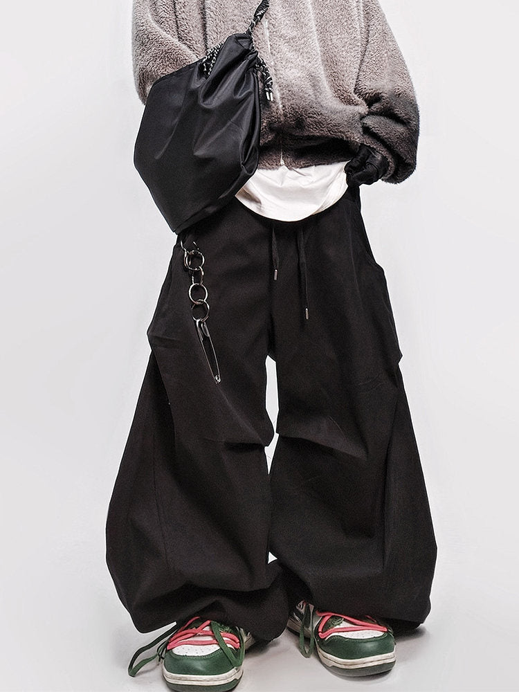 Pleats Curved Seam Wide Leg Pants WN24018