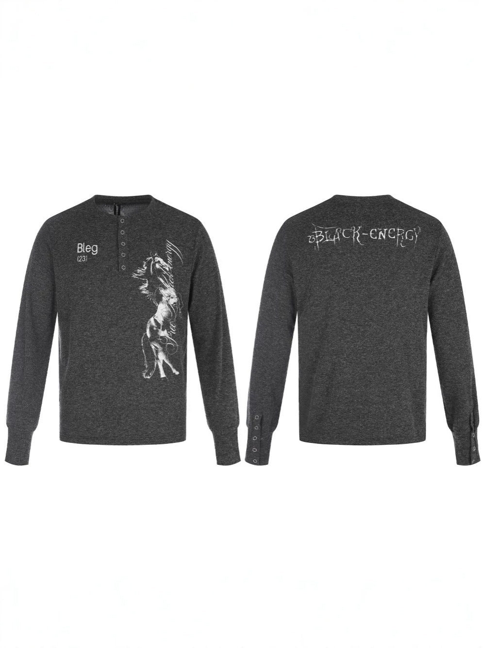 Henley Neck Letter Graphic Long Sleeve T-Shirt WN27965