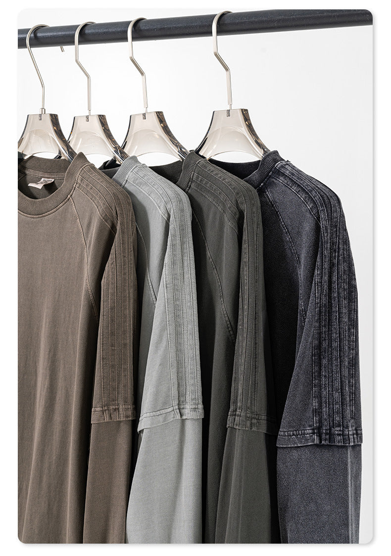 Fake Layered Round Neck Long Sleeve T-Shirt & Sporty Pants Setup WN7844