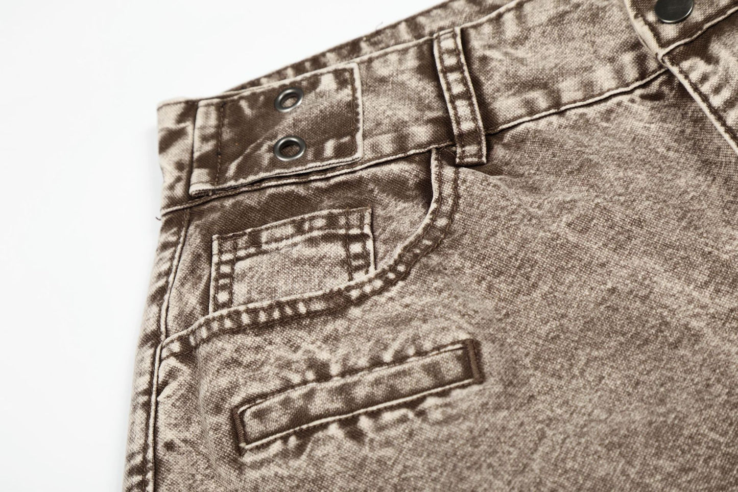 Washed Damage Wide Leg Curved Denim Jeans WN25860