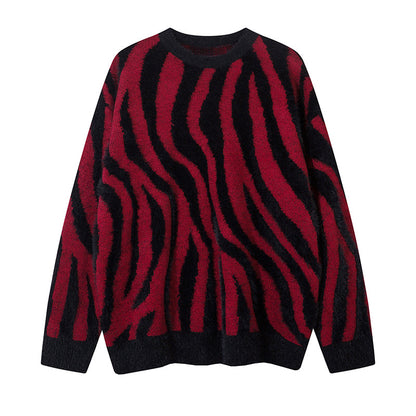 Zebra Print Oversize Knit Sweater WN11414