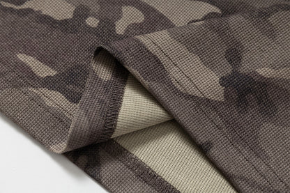 Camouflage Contrast Sleeve Embroidery Hoodie WN25503