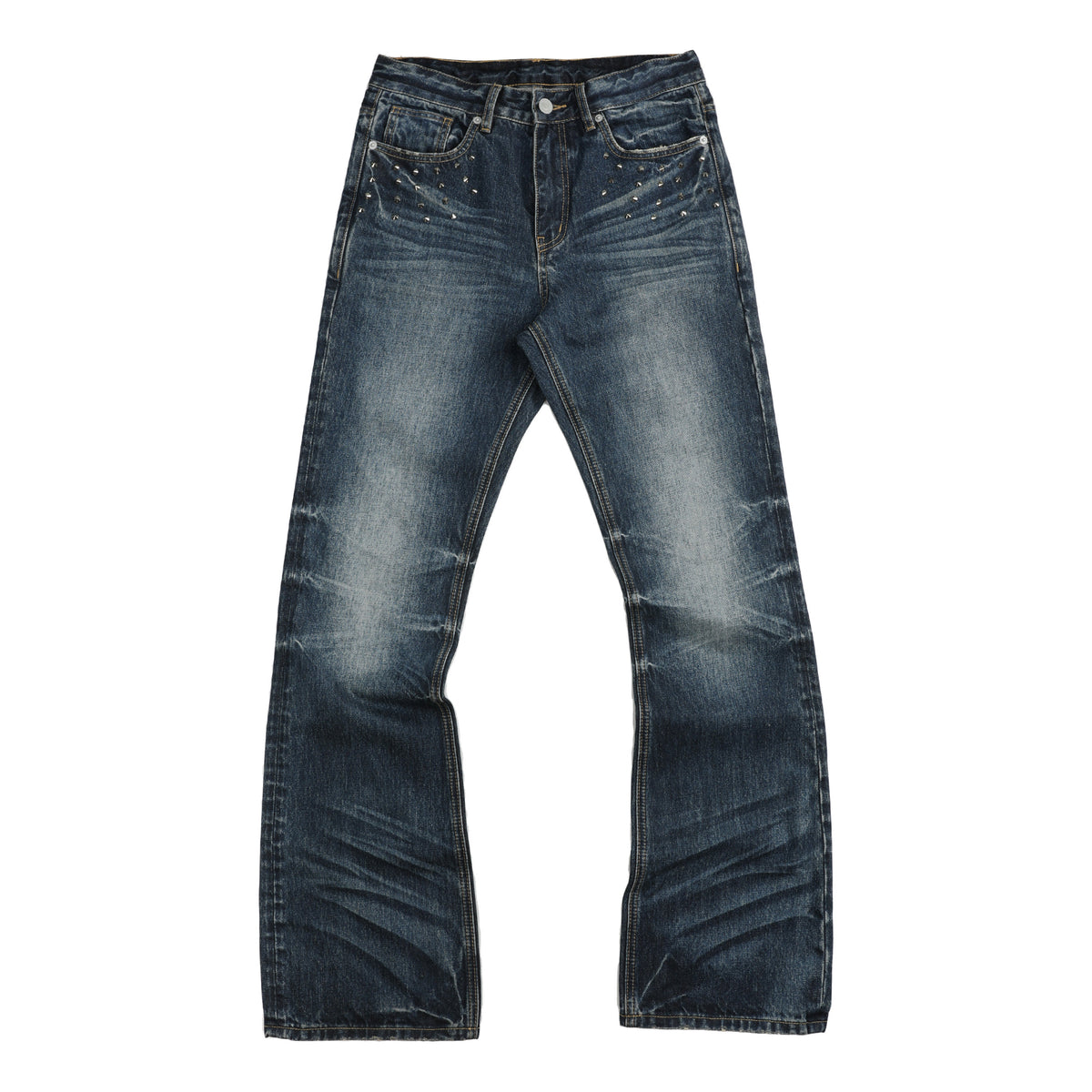 Washed Whisker Flare Denim Jeans WN27225