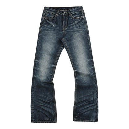 Washed Whisker Flare Denim Jeans WN27225