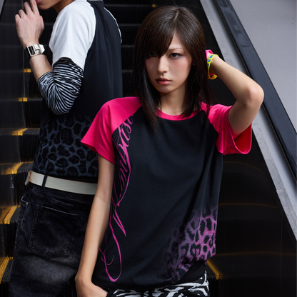 Raglan Leopard Letter Print Short Sleeve T-Shirt WN27236