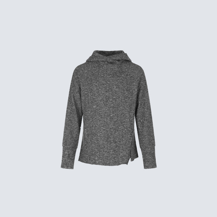 Textured Cowl Neck Hoodie WN28108