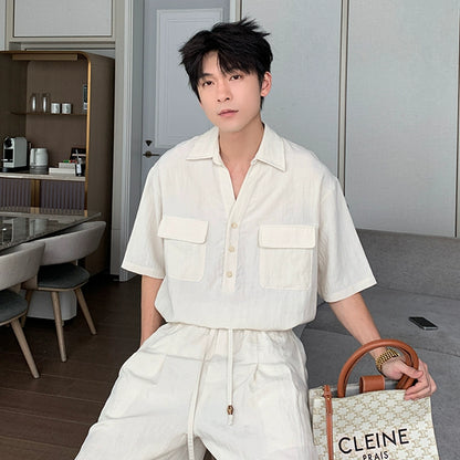 Linen Short Sleeve Shirt & Linen Pants Setup WN20422