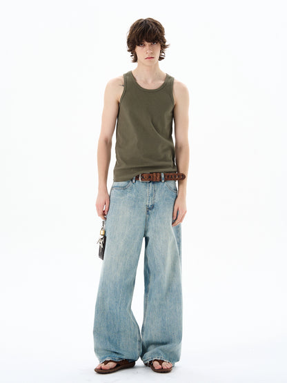 Raw Edge Wide Leg Denim Jeans WN19209
