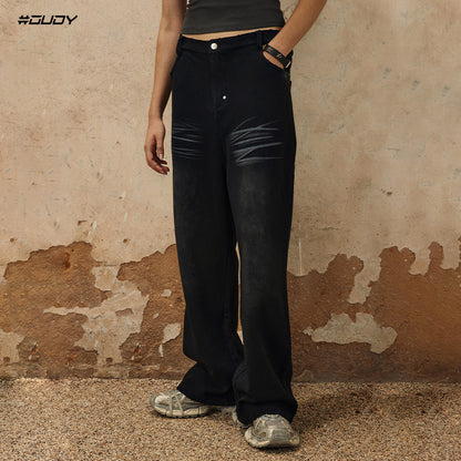 Washed Wide-Leg Denim Jeans WN12481