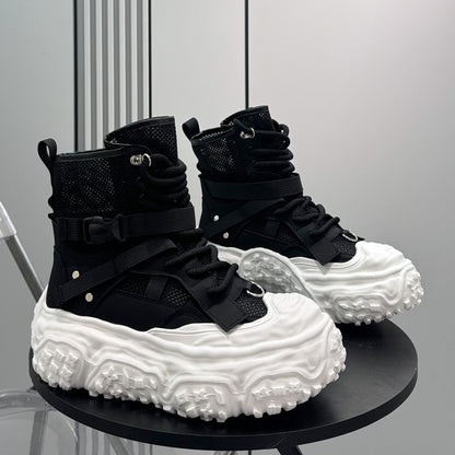 Mesh Strap Buckle Platform Sneaker Boots WN24682
