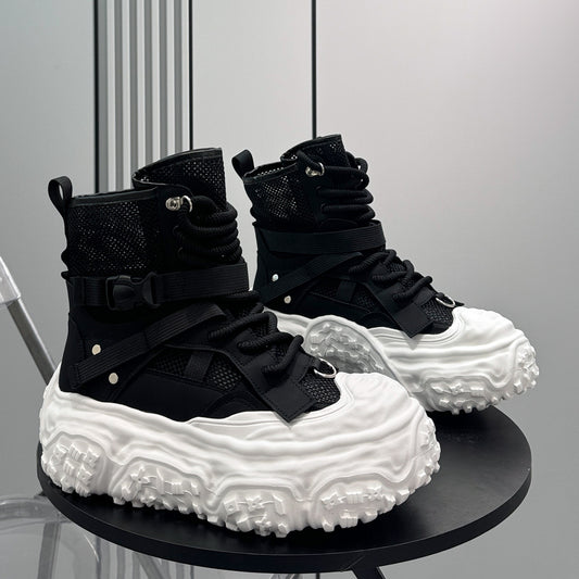 Mesh Strap Buckle Platform Sneaker Boots WN24682