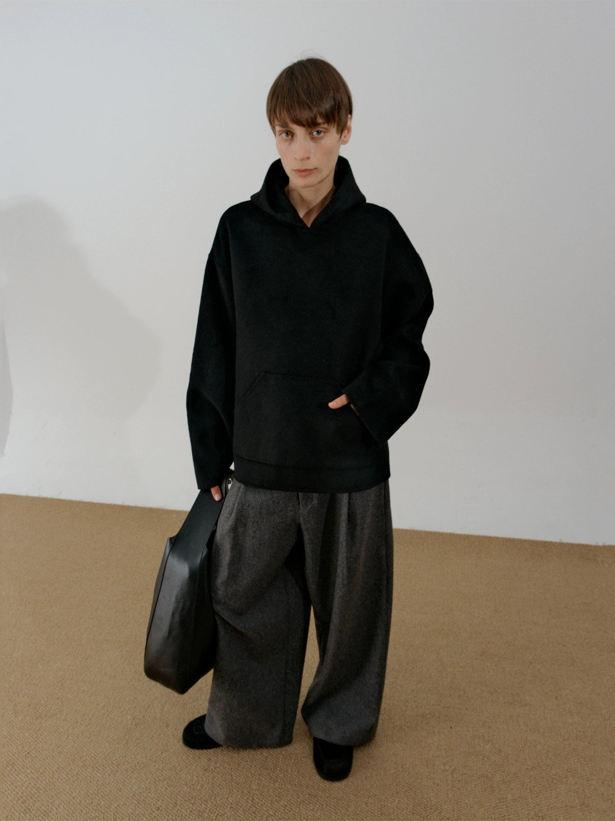 Wool Blend Oversize Lightweight Hoodie WN21586