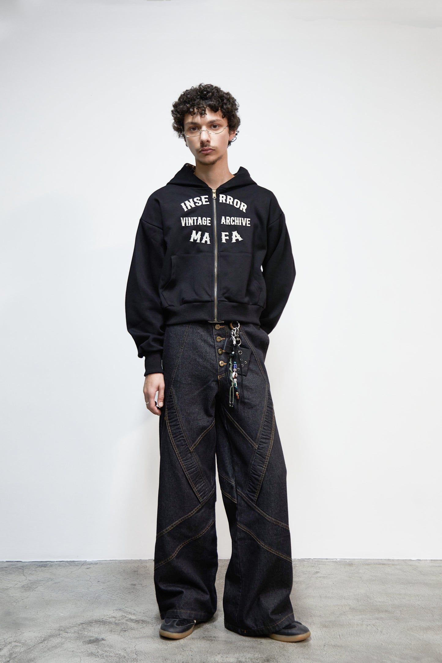 Embroidery Leopard Print Letter Print Short Zipper Hoodie WN22923