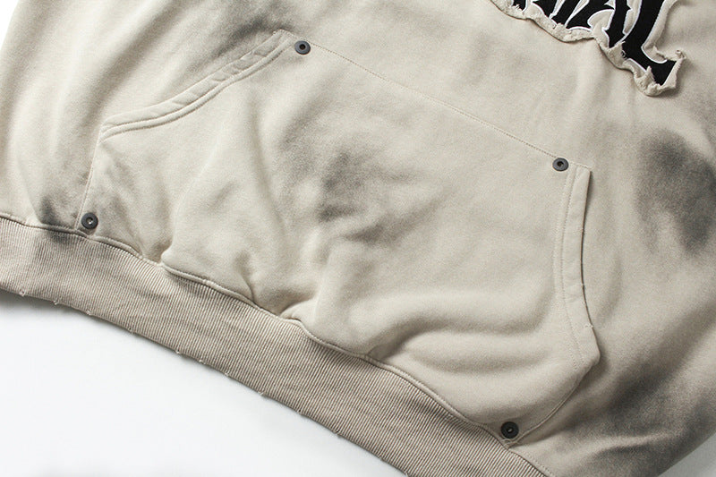Heavyweight Washed Patch Embroidery Pullover Hoodie WN25660