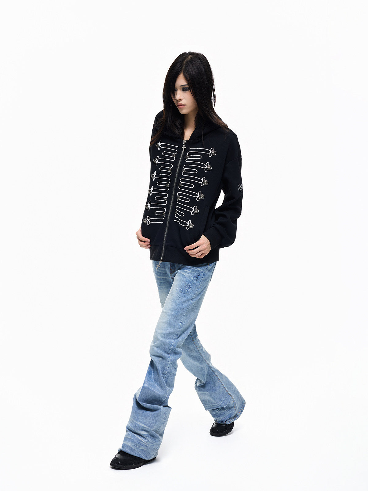 Napoleon Braid Cross Zipper Hoodie WN27338