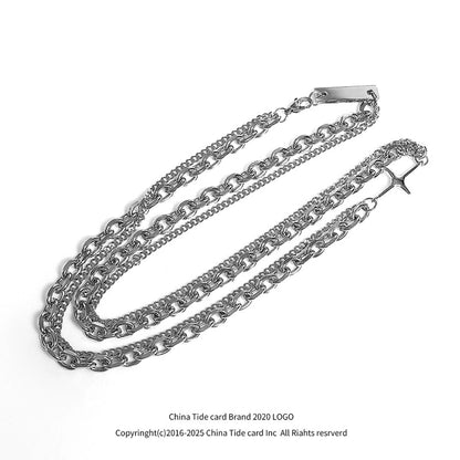 Double-Layer Chain Cross Necklace WN10312