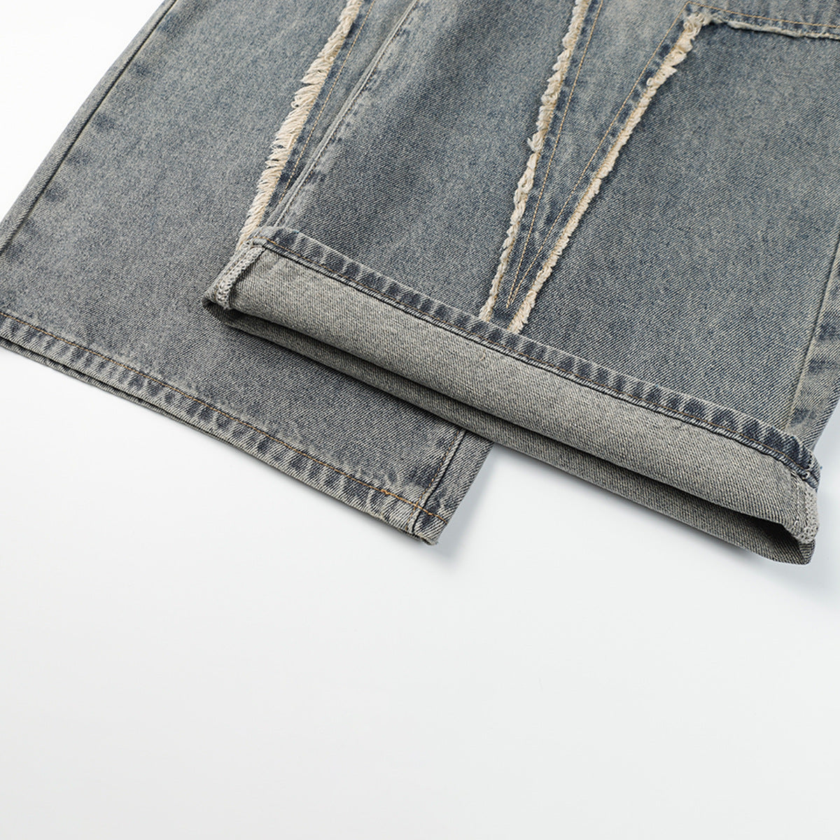 Panel Design Wide Leg Denim Jeans WN25497