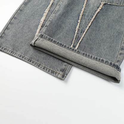 Panel Design Wide Leg Denim Jeans WN25497