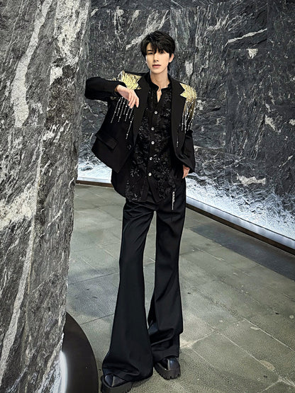 Gradient Pearl Beads Cropped Jacket WN28122