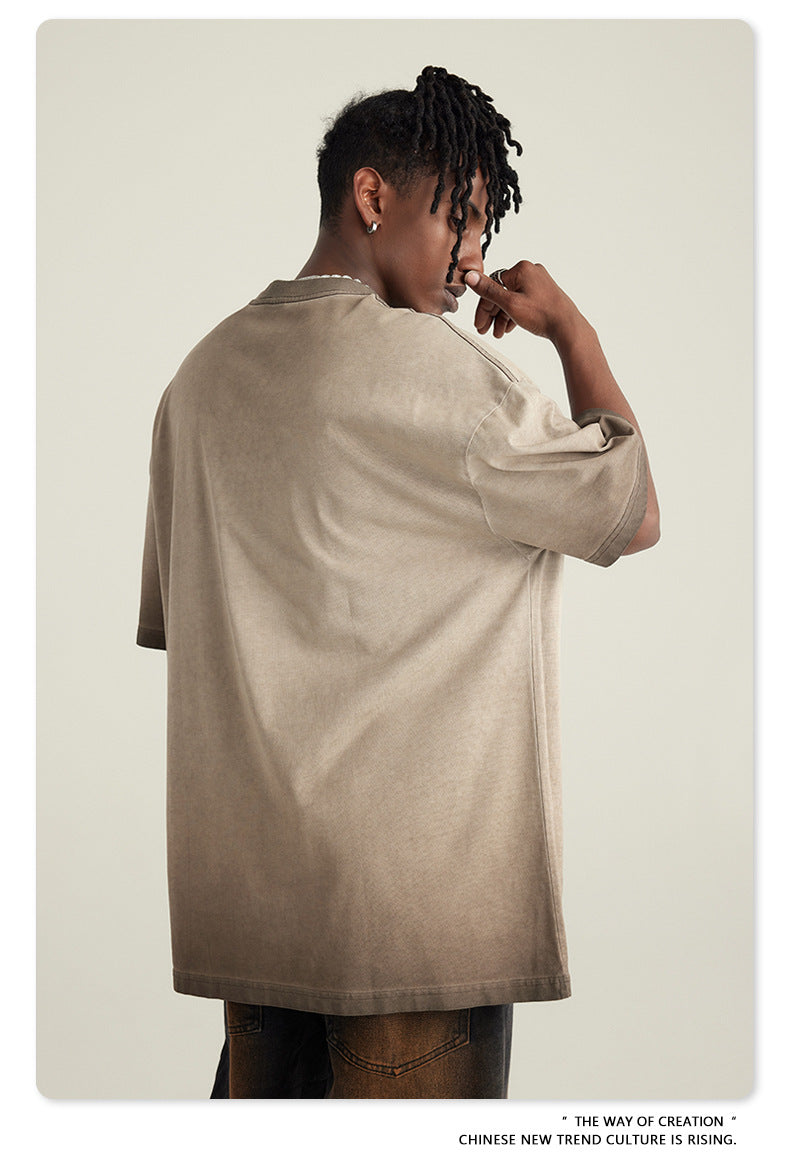 Washed Gradient Pure Cotton Sleeveless T-Shirt WN6075