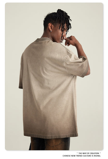 Washed Gradient Pure Cotton Sleeveless T-Shirt WN6075