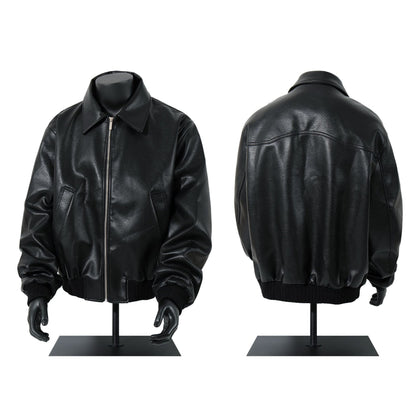 Boxy Oversize PU Leather Jacket WN23068