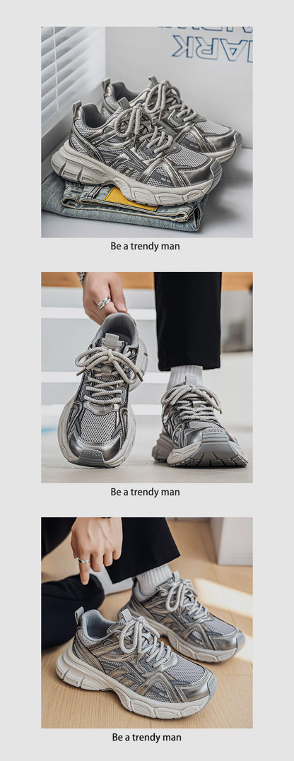 Mesh Panel Chunky Lace-Up Sneakers WN23368