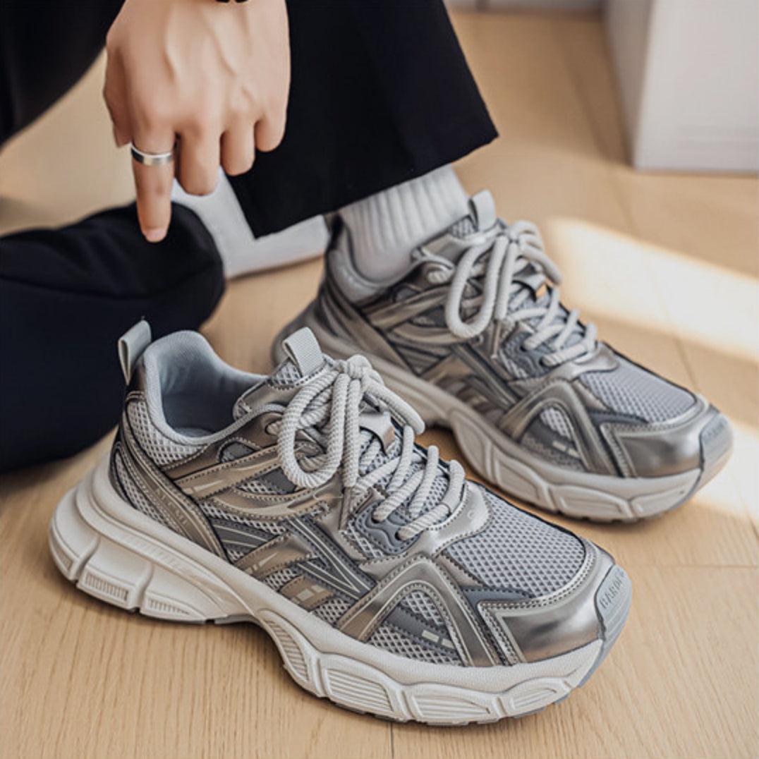 Mesh Panel Chunky Lace-Up Sneakers WN23368