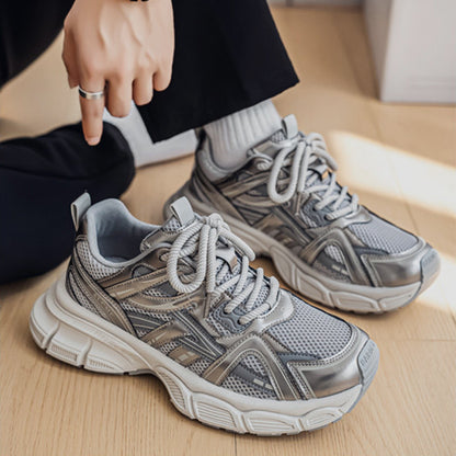 Mesh Panel Chunky Lace-Up Sneakers WN23368