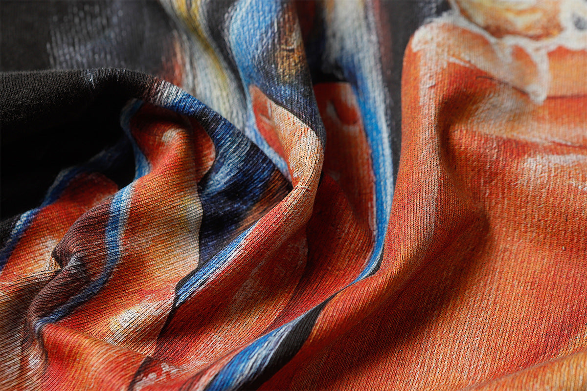 Oil Paint Washed Oversize Short Sleeve T-Shirt WN16129