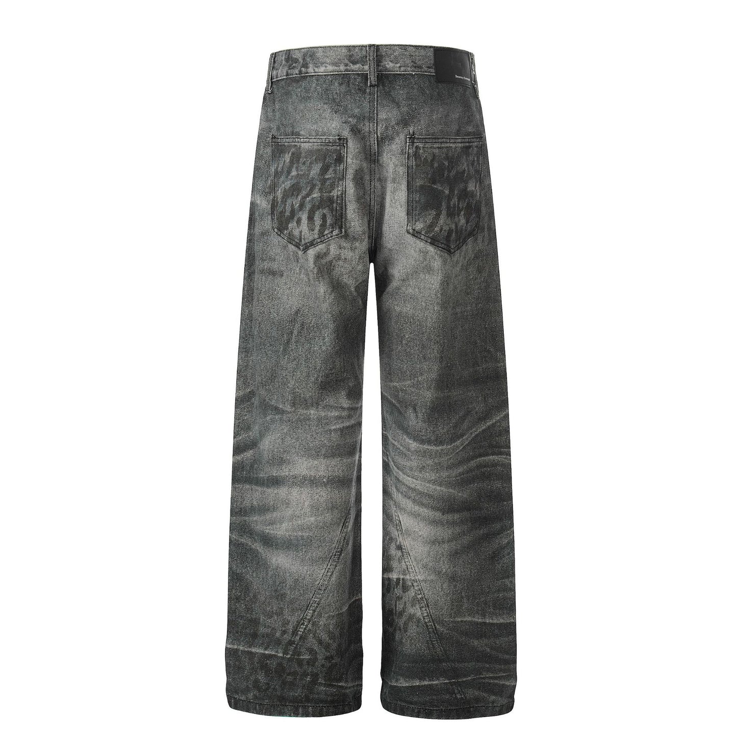 Washed Whisker Straight Denim Jeans WN26074