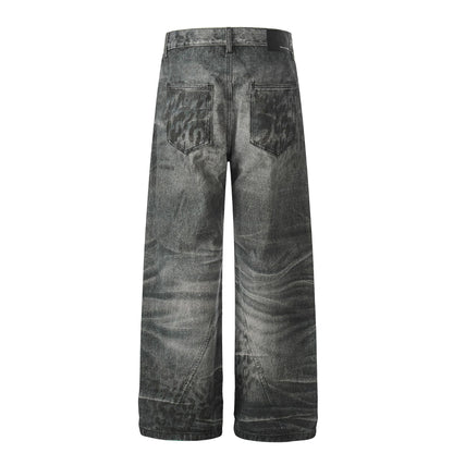 Washed Whisker Straight Denim Jeans WN26074