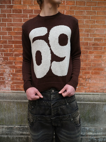 Number Pattern Knit Sweater WN21307