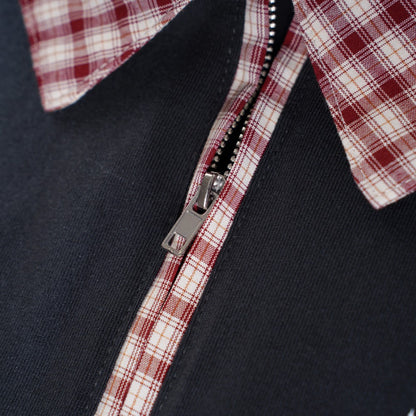 Gothic Gradient Half-Zip Plaid Collar Polo Shirt WN27877