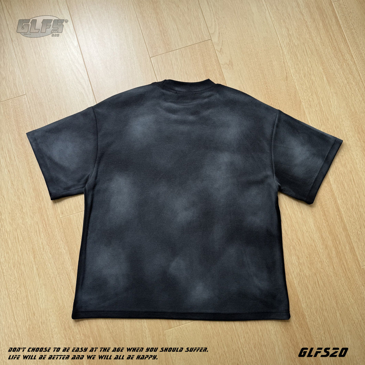 Waffle Faded Letter Print Short Sleeve T-Shirt WN26478