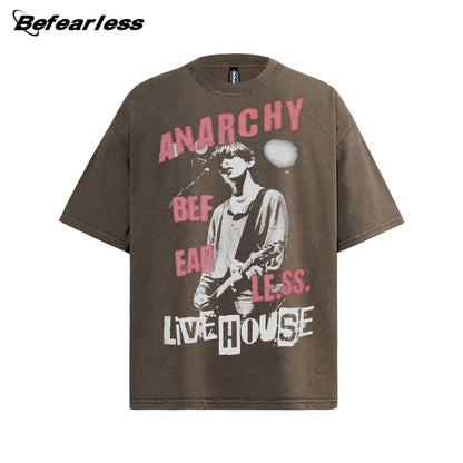 Washed Portrait Graphic Short Sleeve T-Shirt WN26285