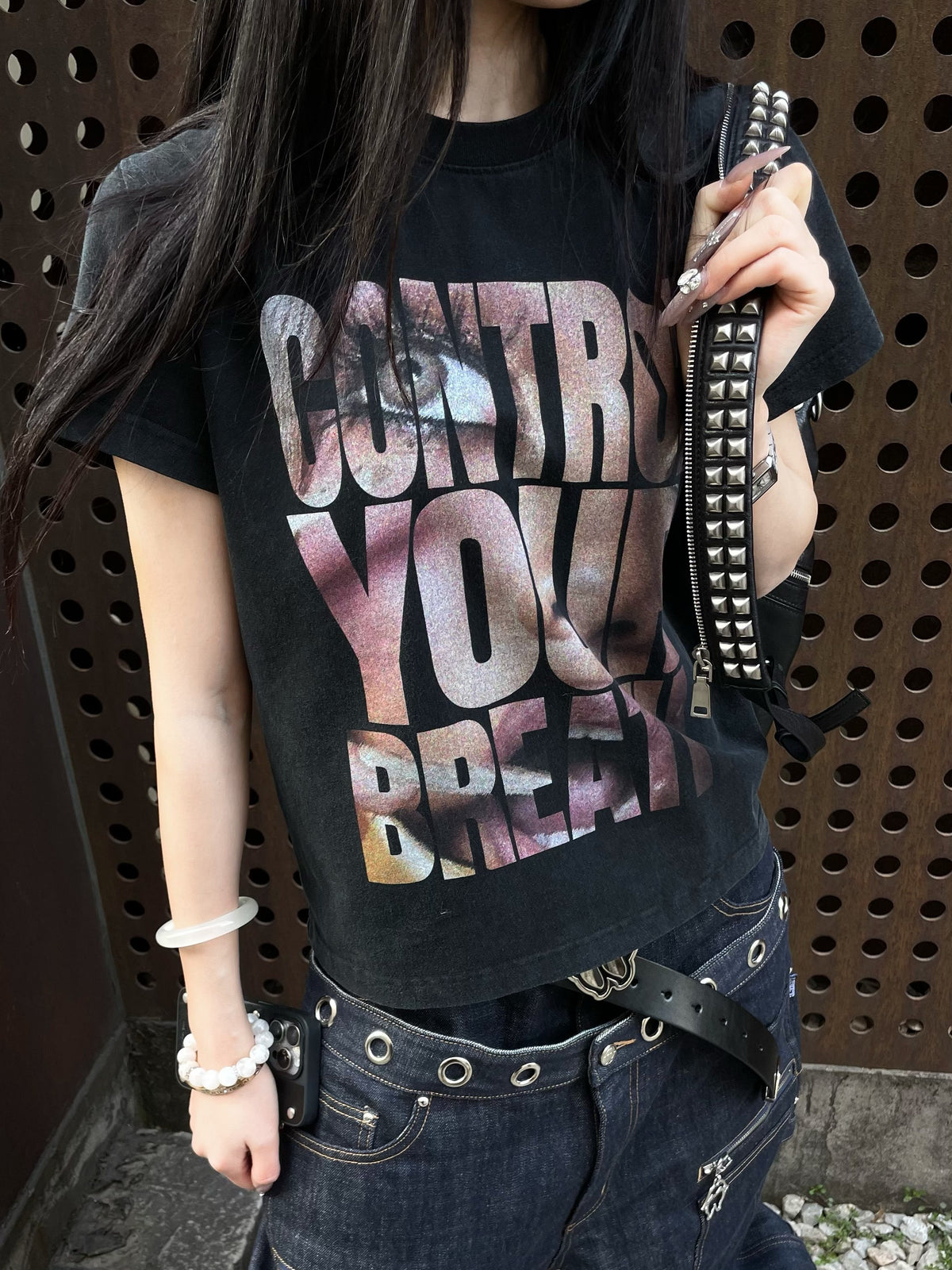 Portrait Letter Print Short Sleeve T-Shirt WN26625