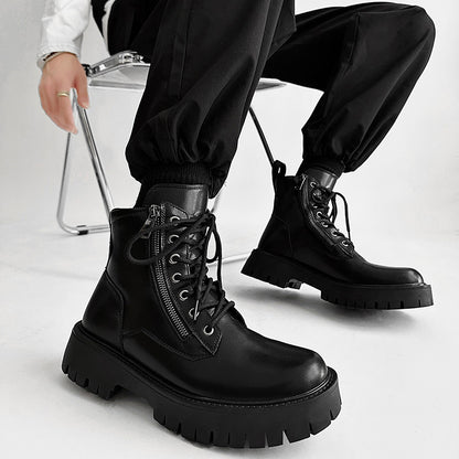 Chunky Lug Sole Platform Lace-Up Zipper Boots WN24556