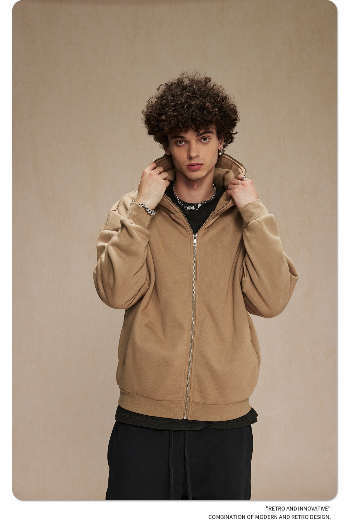 Oversize Plain Zipper Hoodie WN9971