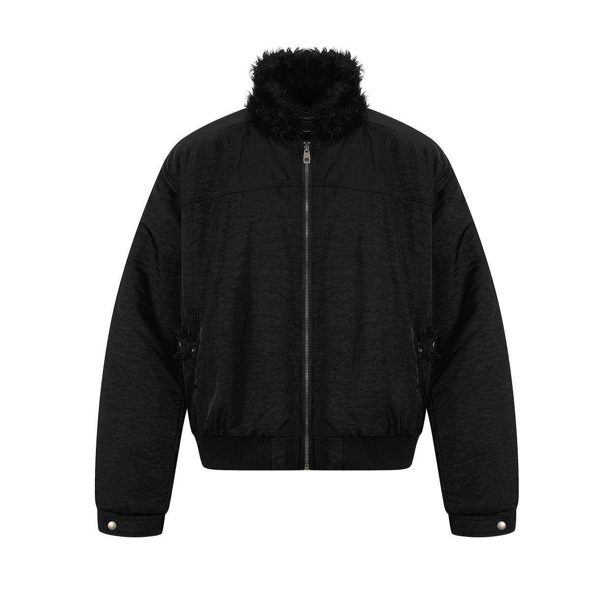 Fake Fur Collar Zipper Short Puffer Jacket WN21861