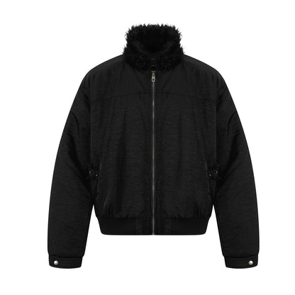 Fake Fur Collar Zipper Short Puffer Jacket WN21861