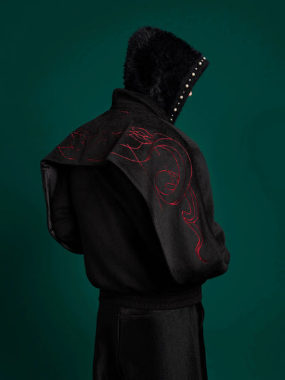 3D Embroidery Hooded Thick Jacket WN11617