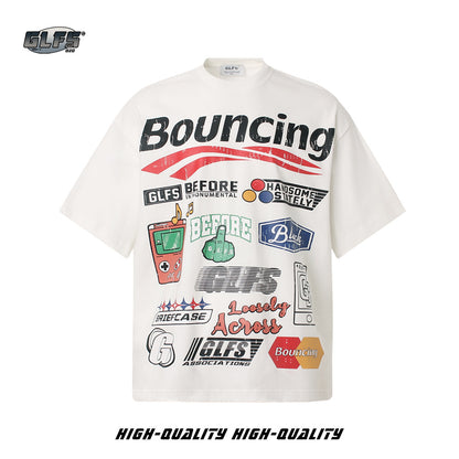 Sticker Graffiti Letter Short Sleeve T-Shirt WN26603