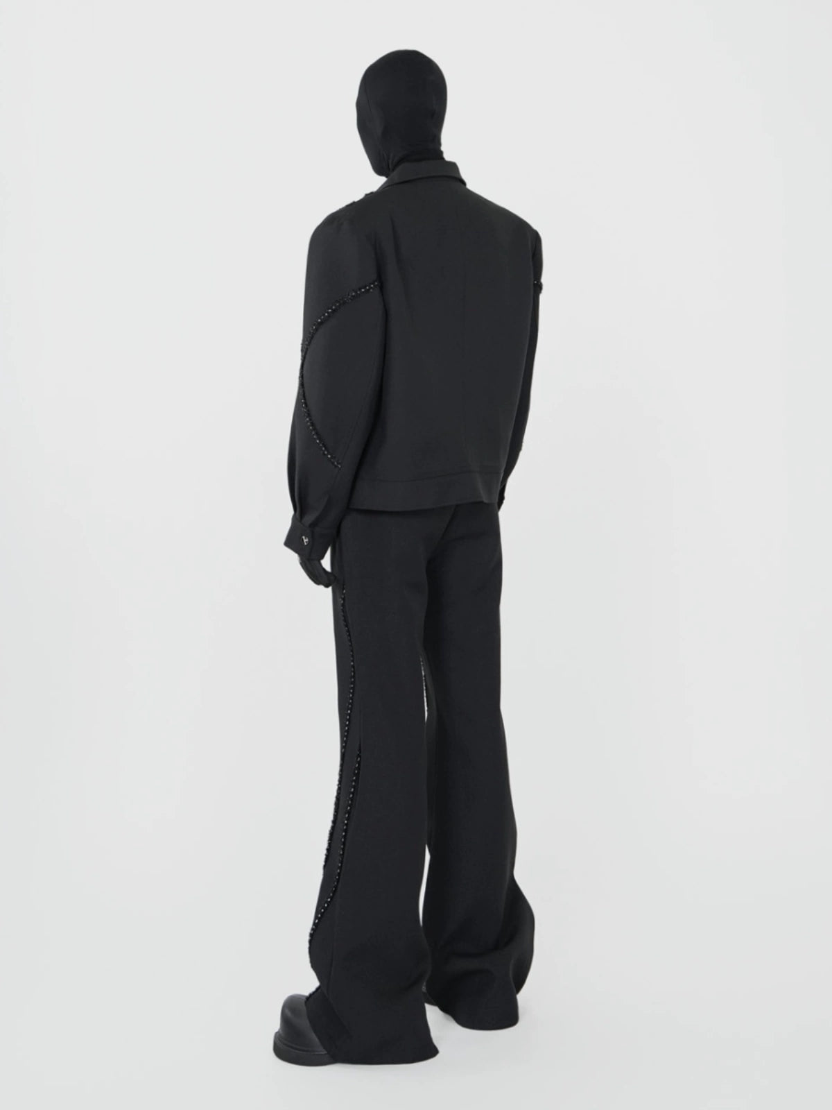 Rhinestone Zipper Jacket & Straight Flare Trousers Setup WN17350