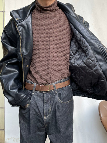 Stand Neck Oversize Thick PU Leather Short Jacket WN19991