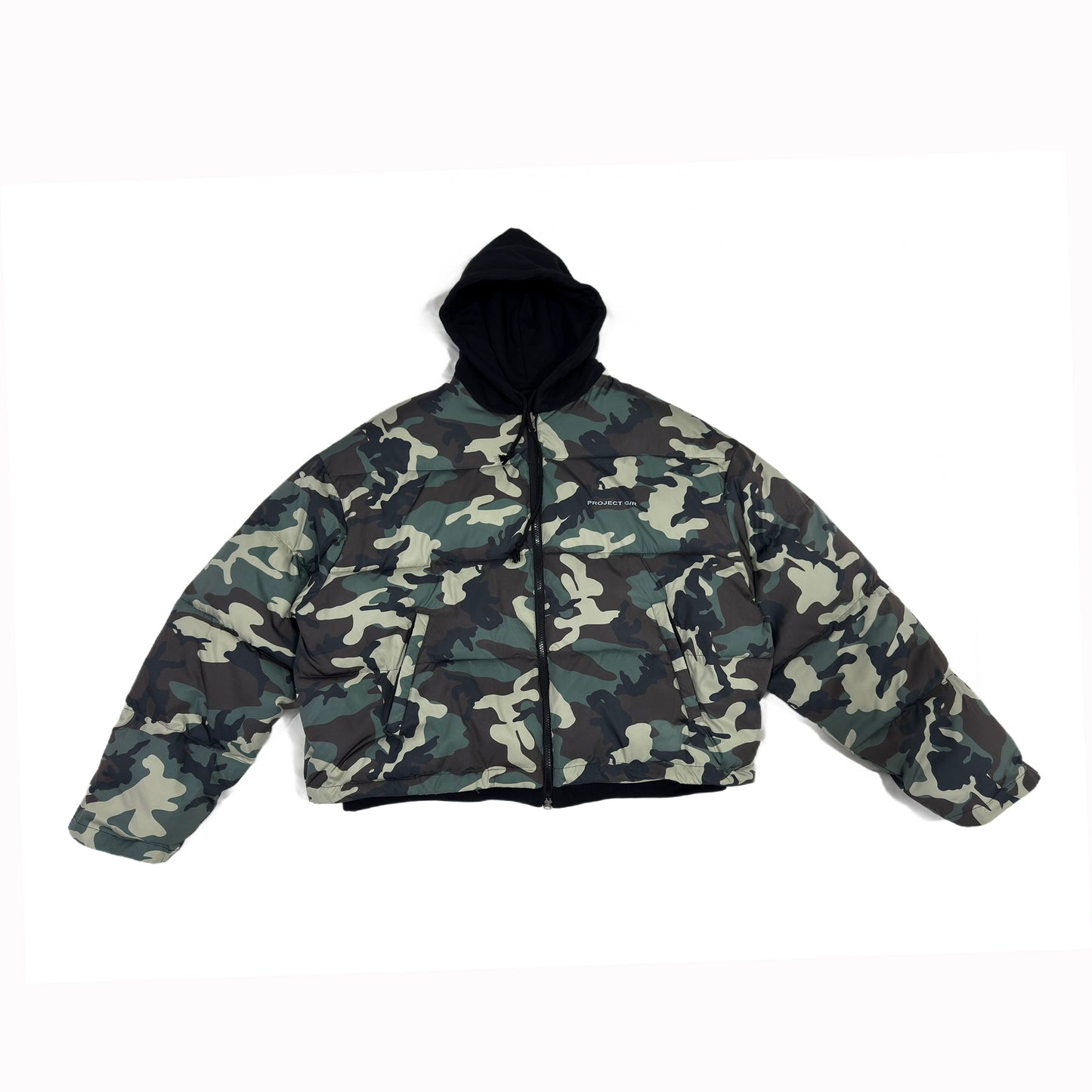 Camouflage Reversible Knit Hooded Puffer Jacket WN16948
