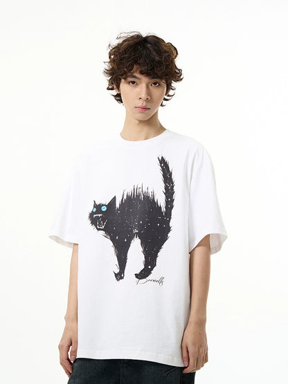 Cat Print Short Sleeve T-Shirt WN5158