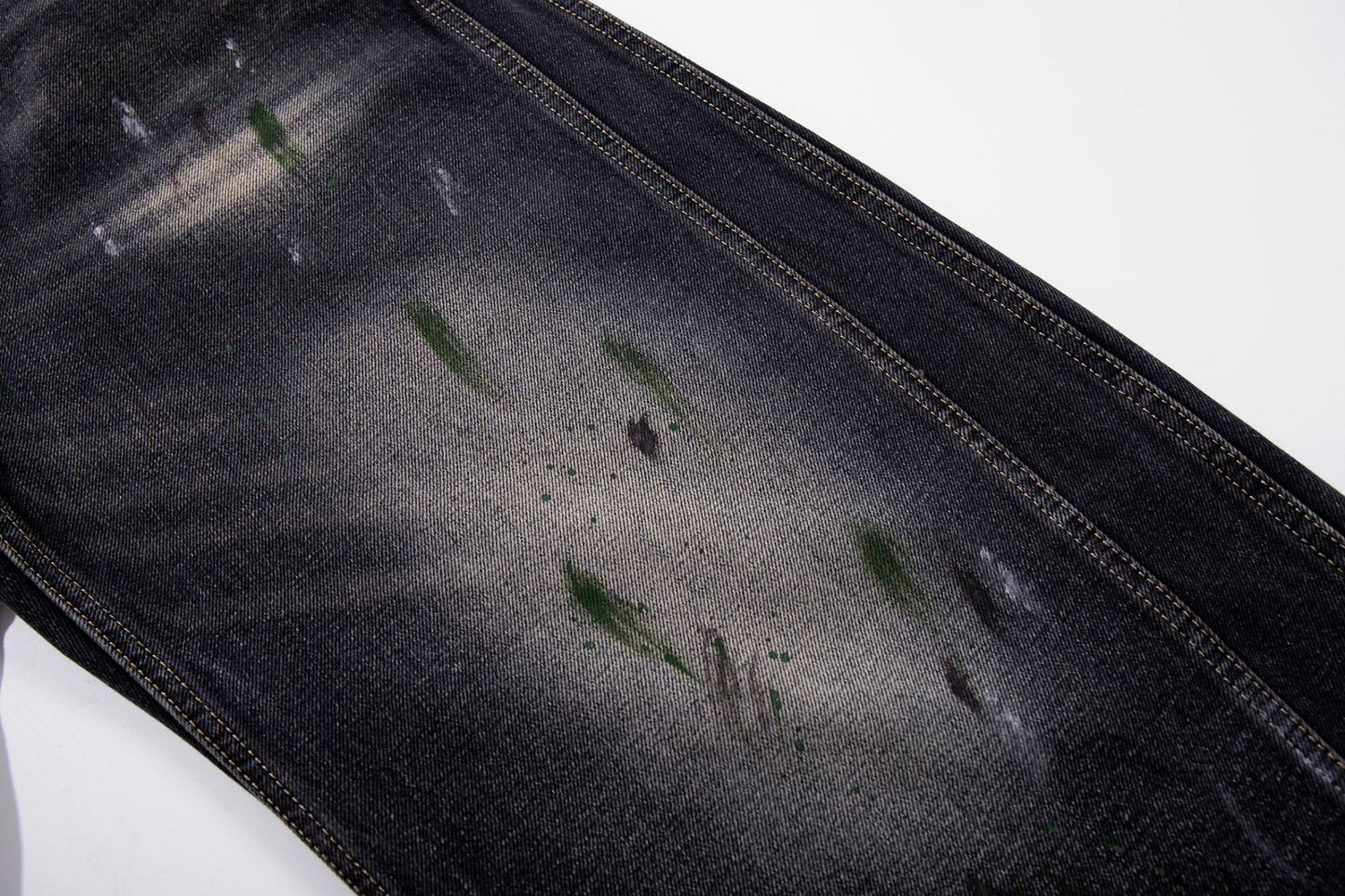 Paint Print Wide Leg Denim Jeans WN23101