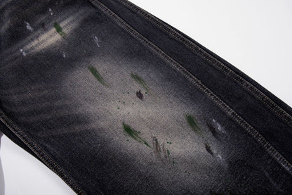 Paint Print Wide Leg Denim Jeans WN23101