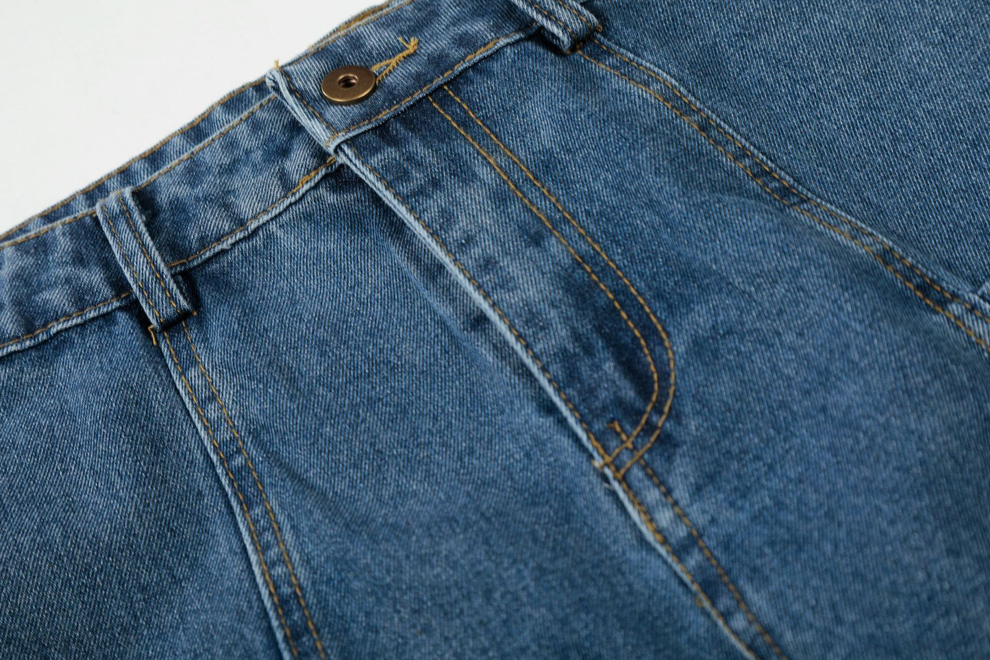 Curved Wide Leg Patchwork Denim Jeans WN25680